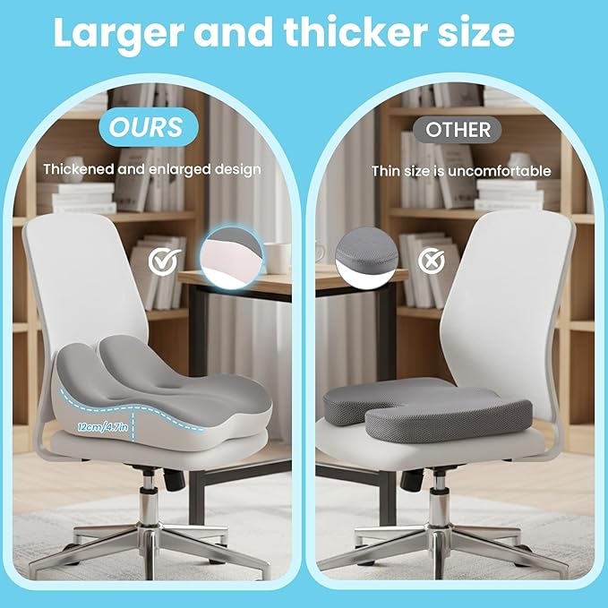 Seat Cushion,Office Chair Memory Cushion, Ergonomic Design, Relieve Sciatica and Long-Term Sitting Pain, Suitable for desks, car Seats, Games, wheelchairs