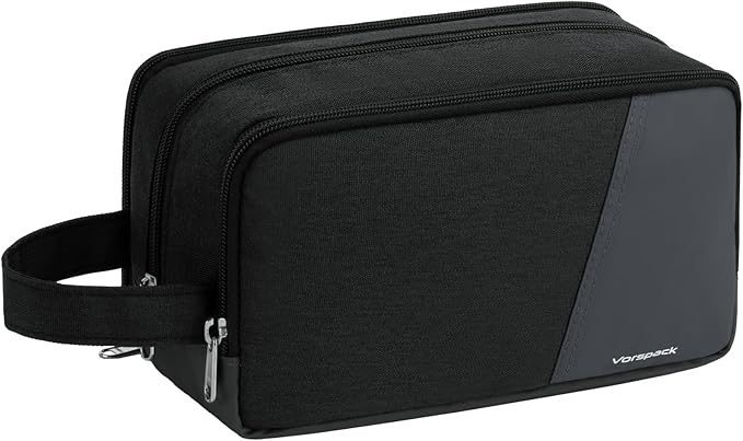 Vorspack Travel Toiletry Bag - Toiletry Bag for Men Water Resistant Skincare Bag for Bathroom Toiletries Accessories Gifts - Black