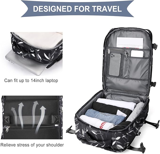 WONHOX Large Travel Backpack Carry on Flight Approved Laptop Work Business Backpack for Women Men Mochila de Viaje