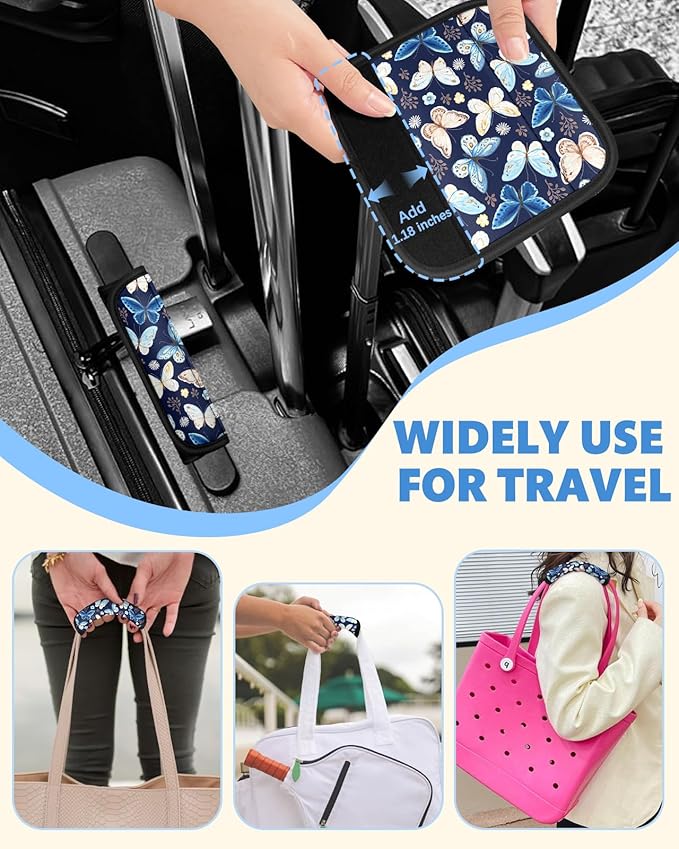 Slohif Luggage Handle Wrap 3Pcs Suitcase Identifier - Bag Strap Cover For Bogg Travel Accessories Easy Identification Bright Marker Sleeve Grips Comfort Neoprene Concealed Tag For Airport, Butterfly