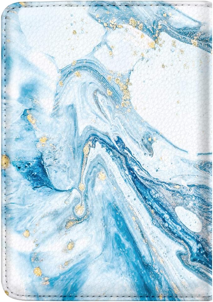 Passport Holder Cover,Traveling Passport Case Cute Passport Wallet for Women,Blue Marble
