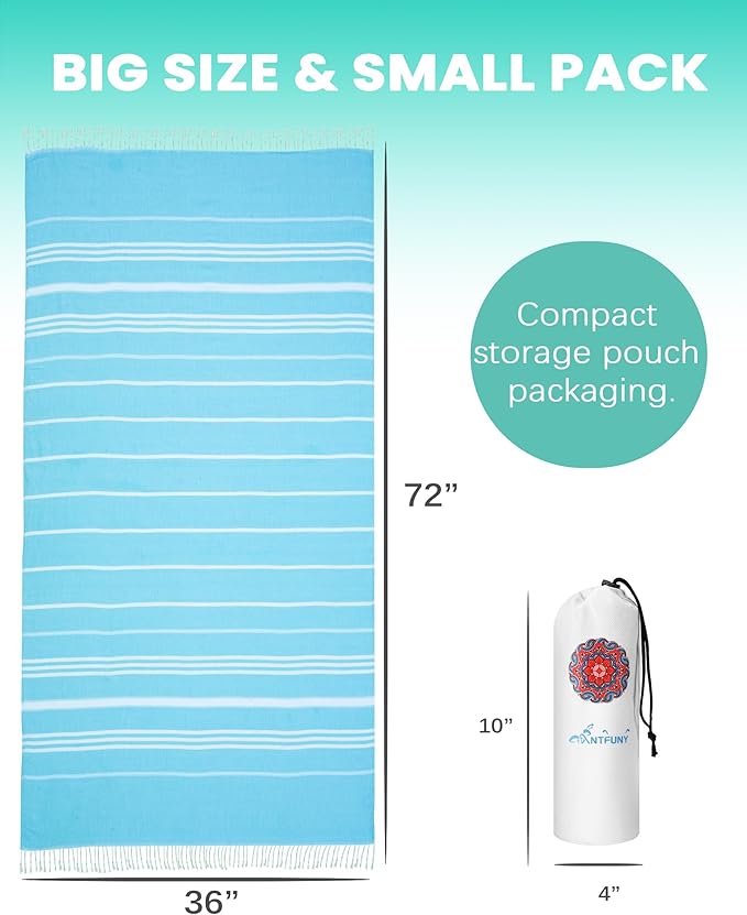 2 Packs Turkish Beach Towels Quick Dry Sand Free Soft Absorbent Adult Oversized Bath Pool Swim Towel Lightweight Thin Fast Drying Over The Lounge Chair Towel Sand Repellent Anti Vacation Essentials