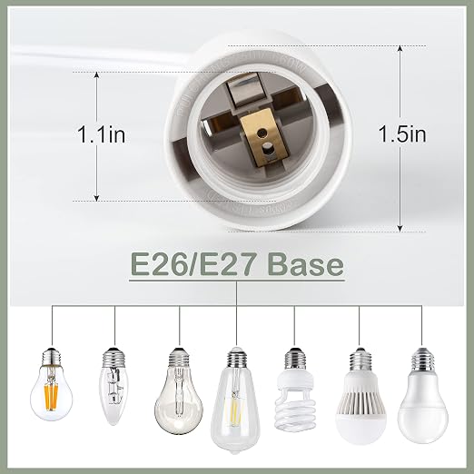 JACKYLED Extension Hanging Lantern Cord Cable UL 12Ft E26 E27 Socket On/Off Switch Plug in Pendant Lighting for Kitchen Bedroom Plant Growth Light | Switch Near the Bulb, E26 E27 Socket On/Off Switch Plug in Pendant Lighting for Kitchen Bedroom Plant G...
