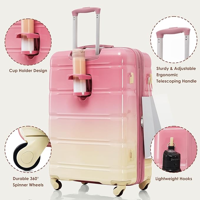 Luggage Sets 3 Pcs Suit case, ABS Hardside Suit case with Spinner Wheels Lightweight TSA Lock