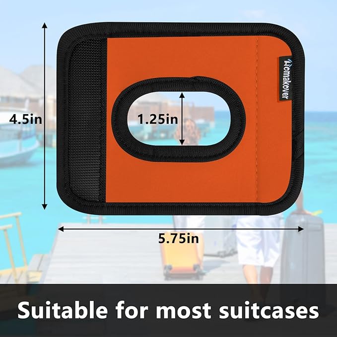 5 Pcs Neoprene Luggage Handle Wrap Handle Grip Luggage Tags Identifier Hollow Design for Push-Button, Bright Luggage Markers for Airport Travel Luggage Suitcase Trolley Case