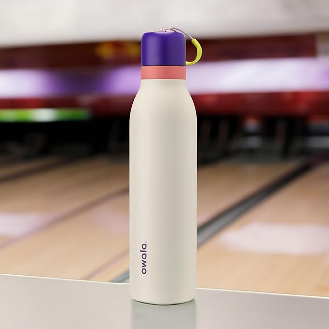 Owala FreeSip Twist Insulated Stainless Steel Water Bottle with Straw for Sports and Travel, BPA-Free, 24-oz, Purple/Green (Minty Horizon)