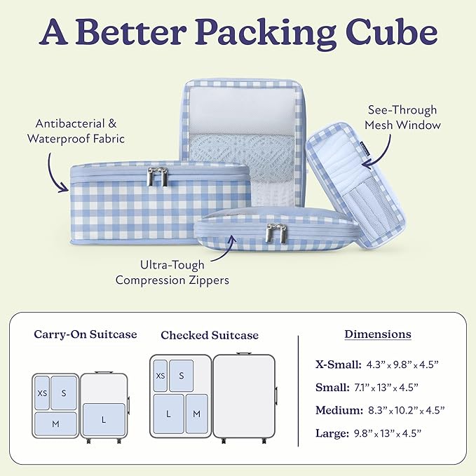 Vandel Space-Saving Compression Packing Cubes for Women, Men, Compressible Carry On Suit Case Organizer Luggage Packing Cubes for Travel Organizer Bags for Luggage and Backpacks, Suitcase Cube