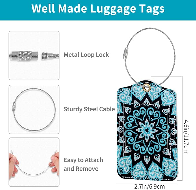 Fishent Luggage Tag, 3 Pack Travel Cruise Luggage Tags for Suitcases, Cute Suitcase Tags Identifiers Bag Tags with Privacy Flap, Baggage Name Tag for Women Men Luggage Backpack Handbag School Bag