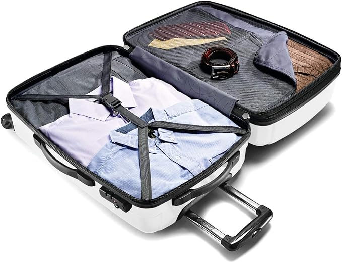 Samsonite Winfield 2 Hardside Expandable Luggage with Spinner Wheels, Checked-Large 28-Inch, Brushed White