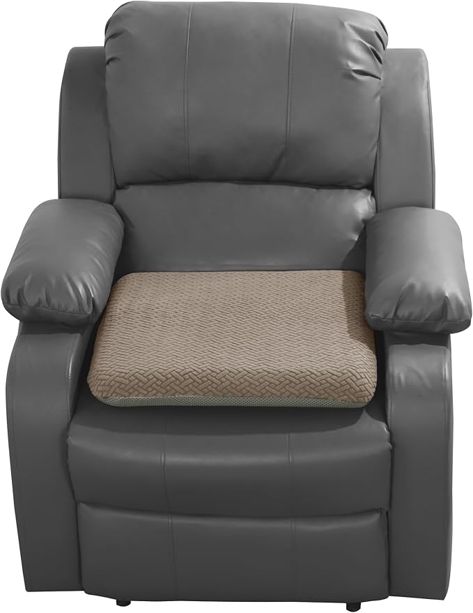 HOMBYS Tufted Furry Recliner Seat Cushion for Elderly Foam Curved Edge Large Square Seat Cushion for Recliner Chair, Floor Pillow, Office Chair, Car, No Pressure on Thighs(Brown)