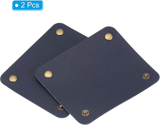 PATIKIL Luggage Handle Wrap, 2 Pack PU Handbag Grip Cover Protector Identifier with Clasp for Suitcase Grocery Shopping Bag, Dark Blue