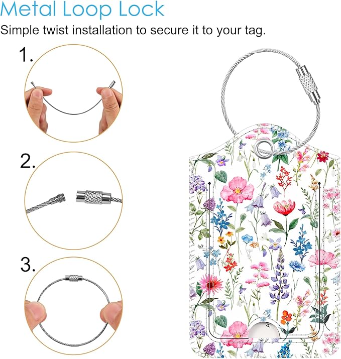 Fintie Luggage Tags, Privacy Cover ID Label with Stainless Steel Loop and Address Card for Travel Bag Suitcase, Polychrome Blooms (2 Piece)