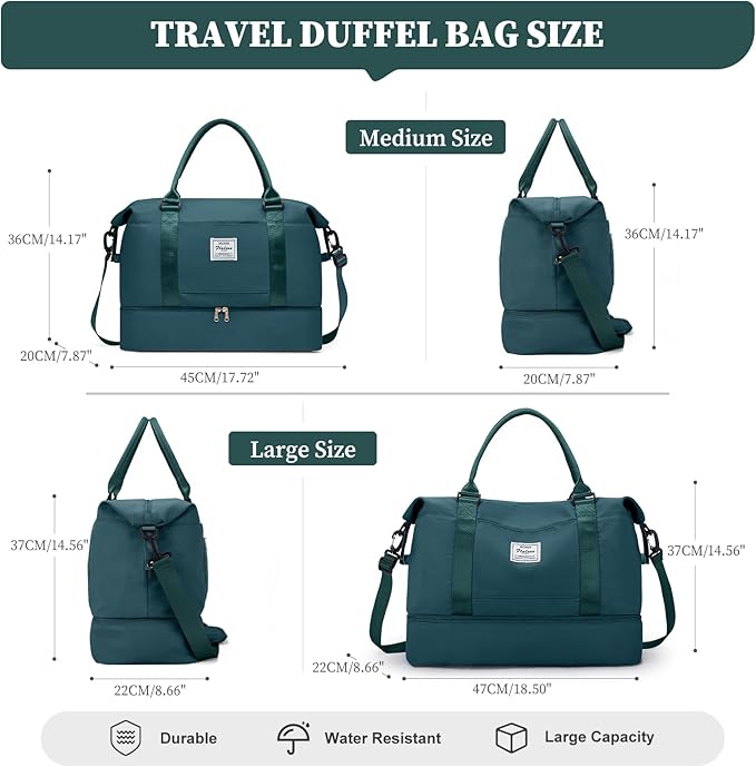 Weekender Bags for Women,Personal Item Travel Bag with Shoes Compartment,Overnight Travel Duffel Bag with Toiletry Bag,Medium