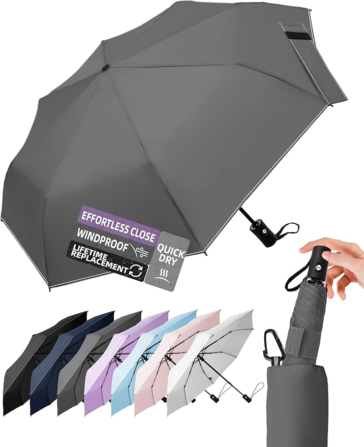 Compact Travel Windproof Umbrella, 43" Auto open/close Folding Quick Dry Umbrellas for Rain, Lightweight Portable Small for Backpack Car, Thoughtful Gift for Women Men Kids, TSA Approved