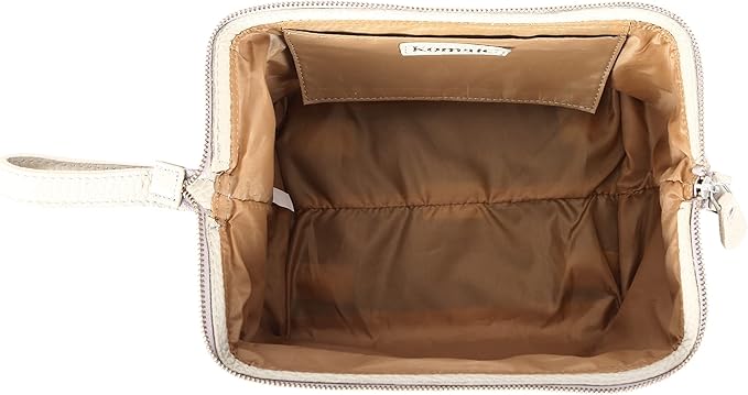 KomalC Premium Buffalo Leather Toiletry Bag for Men & Women With Water resistant Lining, Grooming Travel Pouch, Unisex Wash Bag for Toiletries, Gifts for Men and Women