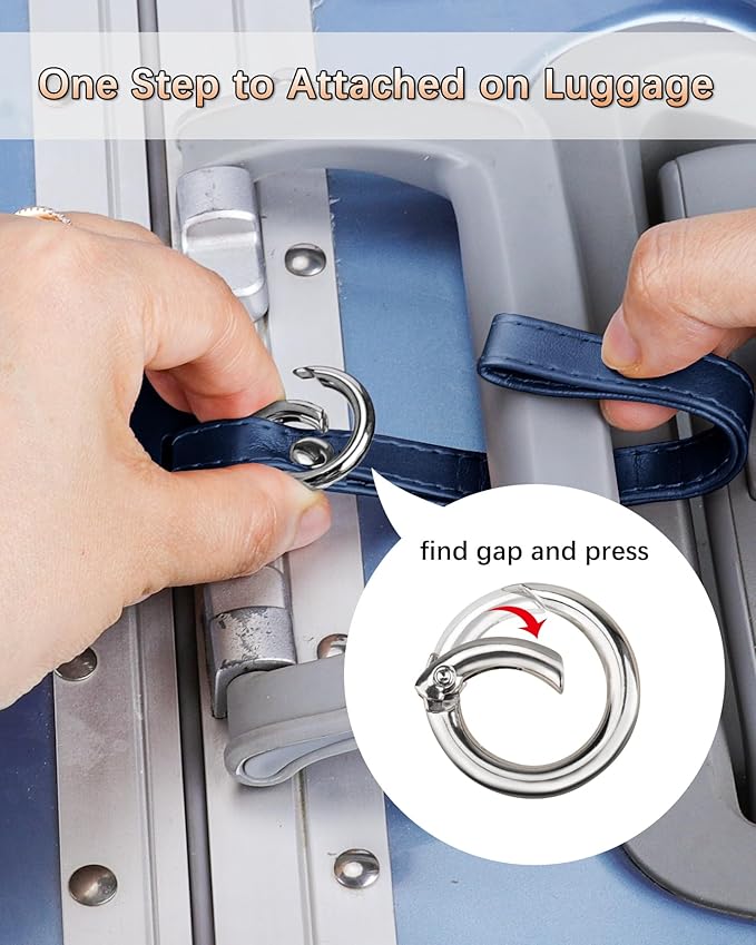 3 Pack Luggage Tags - Quick Install, Privacy Protection, Airplane Travel Essentials for Suitcases, Durable Leather - Blue