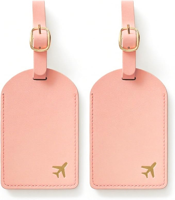 Luggage Tags for Suitcases, PU Leather Travel Tags for Luggage. (Warm Nude)
