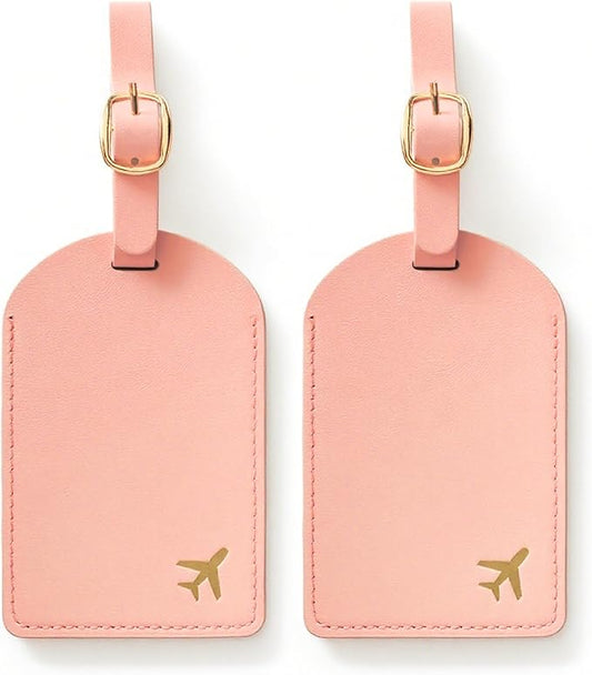 Luggage Tags for Suitcases, PU Leather Travel Tags for Luggage. (Warm Nude)