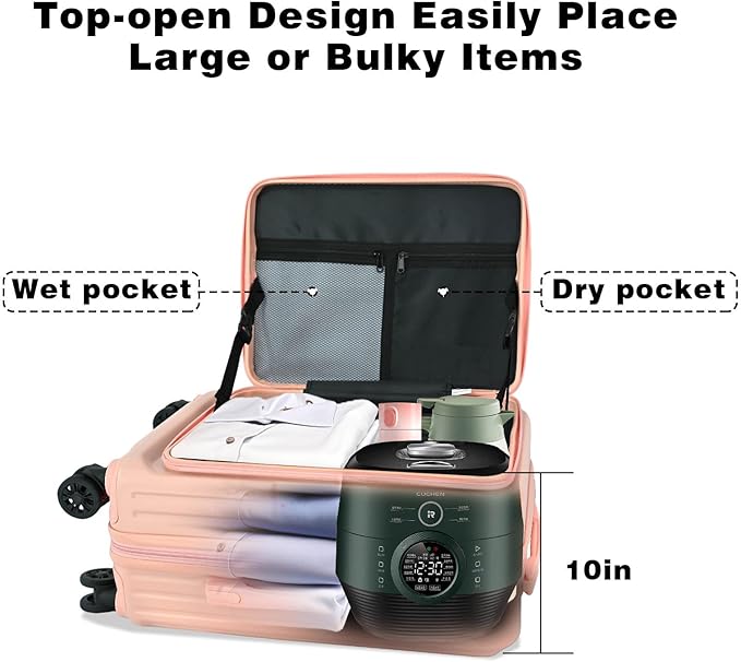 Carry on Luggage 22x14x9 Airline Approved, Carry on Suitcases with Wheels, Expandable Suitcase with YKK zipper, Top Open Design Luggage with Spinner wheels, Perfect for Gift