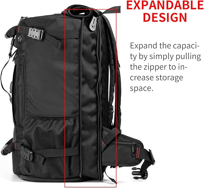 Large Capacity For Travel Hiking Sports Carry On Backpack Durable Convertible Duffle Bag Laptop airplane (black, 60L-Large)