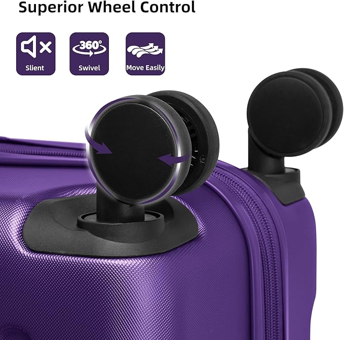 LARVENDER Luggage Sets 6 Piece Hardshell Expandable Suitcases with Spinner Wheels TSA Lock, Lightweight ABS Travel Carry On Suitcase Set for Women, Grape Purple
