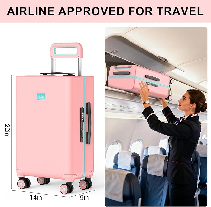 20 Inch Carry-on Luggage Zipperless for Women, Hardside Rolling Suitcase with Spinner Wheels & TSA Lock,PC Lightweight Carry on Luggage Airline Approved 22x14x9 Hard Shell