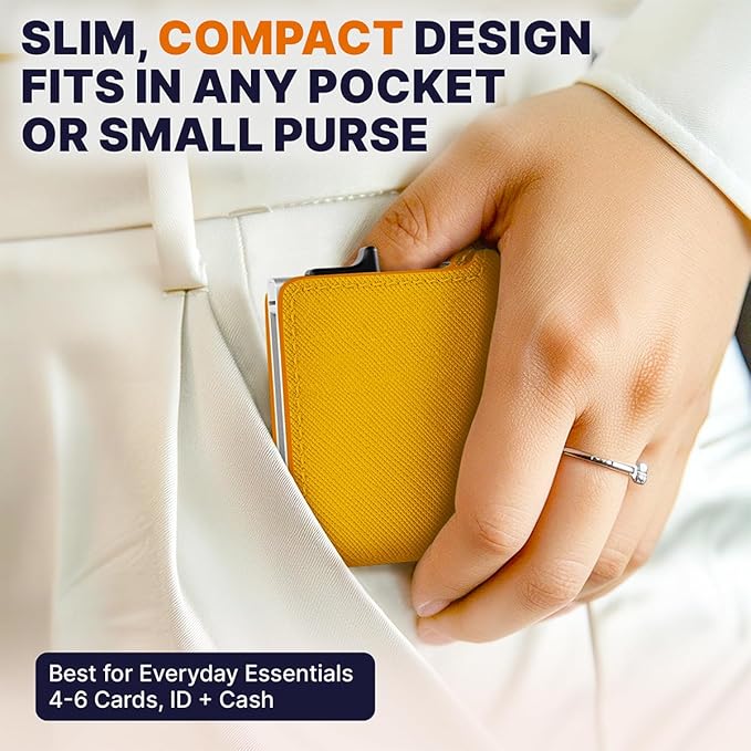Conceal Plus Pop Up Wallet for Women – Slim Wallet for Small Purse & Crossbody Bag with Quick Card Access and RFID Blocking – Compact Card Holder (4-6 Card Capacity)