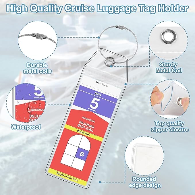 Cruise Luggage Tag Holder, Cruise Luggage Tag Holder can be Used for 2025Carnival, NCL, MSC Cruises, and Princess Ships Offer