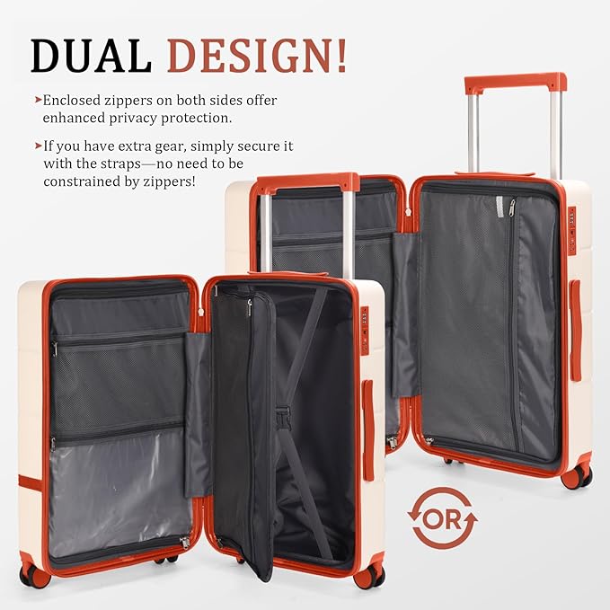 Luggage Sets, 2 Piece Suitcase set with wheels Tsa Lock 20/24 inchi Hardshell Waterproof Travel Suitcases luggage for Women/Men/Family (Orange)