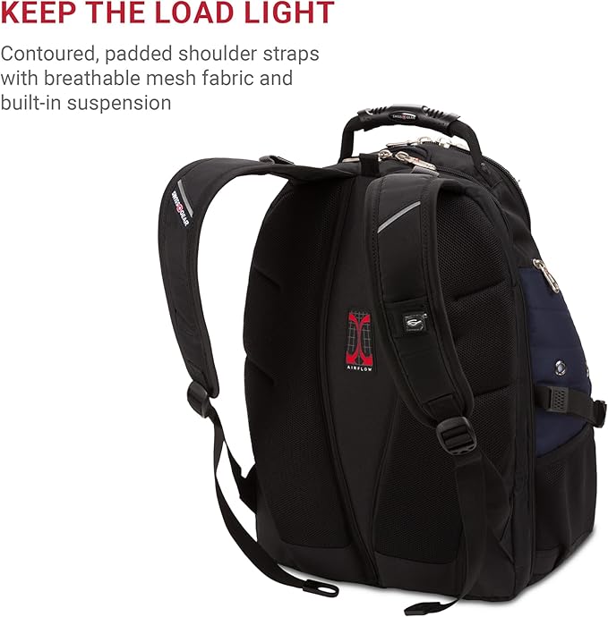 SWISSGEAR 1900 ScanSmart TSA Laptop Backpack Fits 17 Inch Laptop with RFID Protection and Tablet Pocket, Blue/Black, 19-Inch