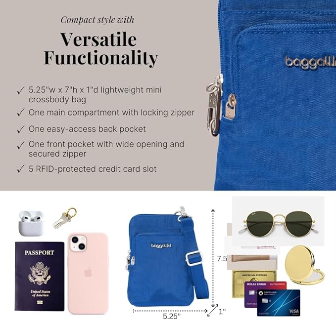 Baggallini Women's Securtex Anti-theft Activity Crossbody Bag