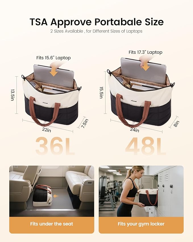 LOVEVOOK Gym Bag for Women & Men with Wet Pocket,48L Puffer Laptop Work Bags for Women with Computer Compartment,Waterproof Teacher Tote Bags Workout Weekender Carry on Travel Bag,Large Purse Handbags