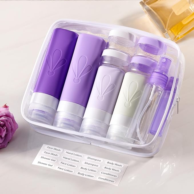 INSFIT 17 Pack Travel Bottles for Toiletries, TSA Approved 3oz 2oz Travel Size Toiletries, BPA Free Leak Proof Squeezable Silicone Tubes Travel Essentials for Shampoo Conditioner Lotion Soap