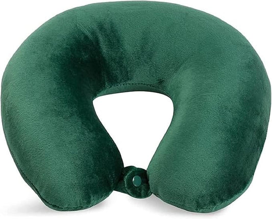 Adult Cozy Soft Microfiber Neck Pillow for Travel – Compact, Machine Washable - Perfect for Airplane, Car, or Home Use - Filled and Finished in The USA – Green