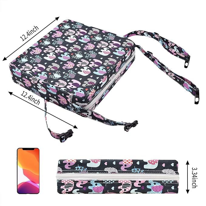 Booster Seat for Kitchen Chair - Washable Toddler Booster for Dining Table, Portable Travel Increasing Cushion for Kid (Elephant)