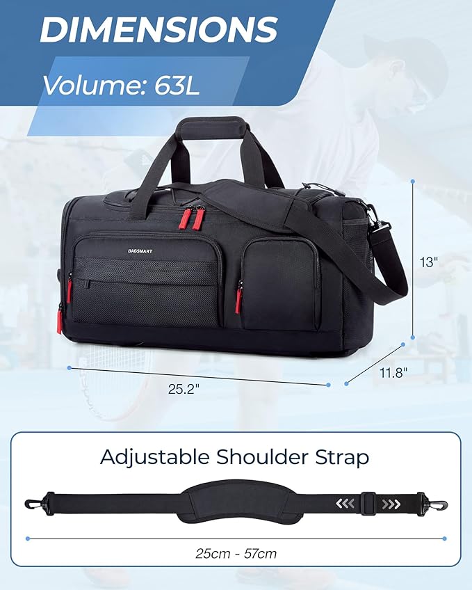 BAGSMART Gym Bag for Women & Men, Sports Travel Duffel Backpack with Shoe Compartment Laptop Compartment, Water Resistant Carry On Weekender Bag for Airplane