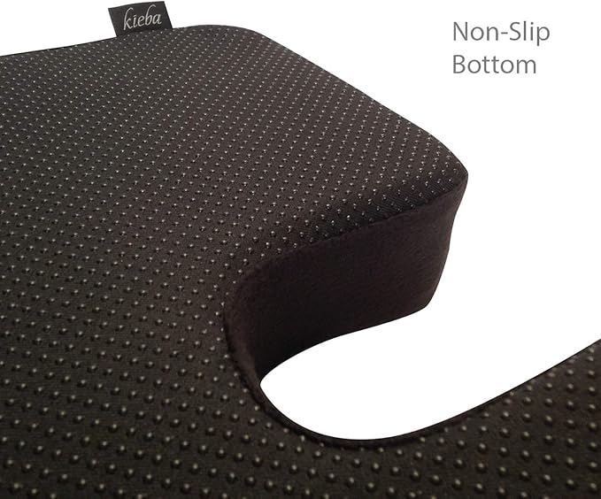 Kieba Coccyx Seat Cushion, Gel Memory Foam Large Orthopedic Tailbone Pillow for Sciatica, Back, and Tailbone Pain (Black)