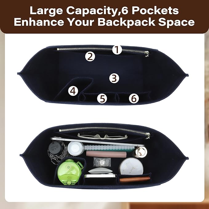 Fit Longchamp Organizer Insert, for Long Champ Le Pliage M Bag Handbag Women, with Cup Holder, Medium/Dark Blue
