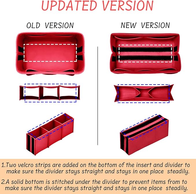 DailyPlus Purse Organizer Insert with Zipper Felt Bag Organizer Handbag Organizer Insert Bag in Bag Organizer with Key Chain for Tote Purse Bag Red Small