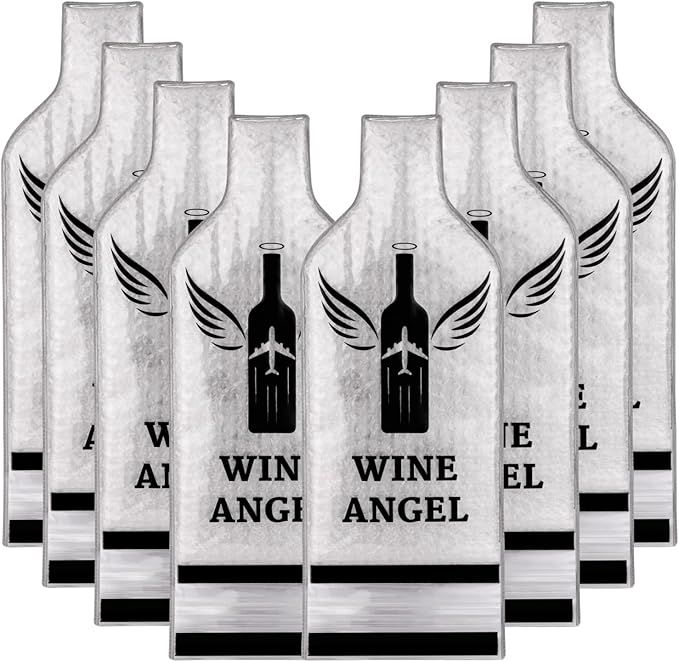 [UPGRADED PROTECTION] 8 Set (16 pcs) Reusable Wine Bags for Travel, Wine Travel Protector, Bottle Travel Sleeve Case For Airplane, Car, Cruise, TRIPLE Protection Luggage Leakproof Safety Impact Resist
