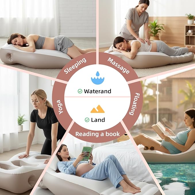 Inflatable Pregnancy Pillow, New Upgraded Belly Mattress Float with Abdominal Hole Full Body Inflatable Bed for Pregnant Women, The Pregnancy Pillow for Sleeping Prone