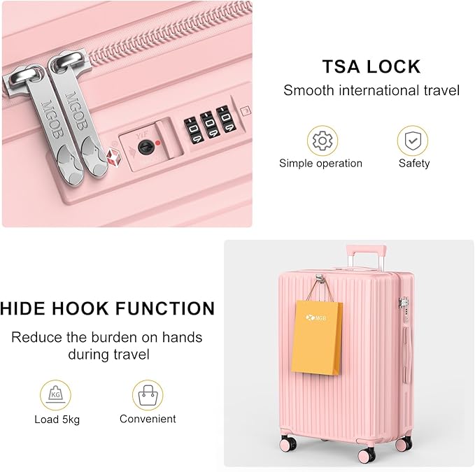 20 Inch Carry On Luggage 22x14x9 Airline Approved, PC Lightweight luggage with Spinner Wheels, 20 Inch Hardside Travel Luggage Bag with TSA Lock Rolling suitcase for Women