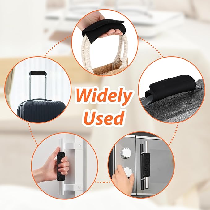 2Pack Luggage Handle Wrap For Suitcase Travel Essential Bright Black Color Soft Luggage Identifiers For Suitcases Neoprene Material Comfortable Suitcase Handle Wraps For Suitcase For Traveling