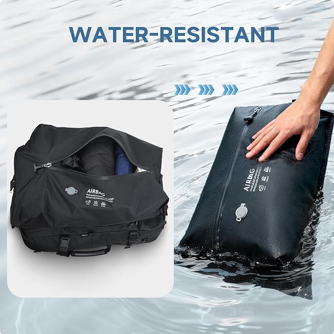 SWICKY Travel Backpack with Vacuum Air Bag, 60L Expandable Large Capacity Vacuum Seal Backpack for 17 Inch Laptop, Water Resistant,One Week Business Travel - Pressing by Hand