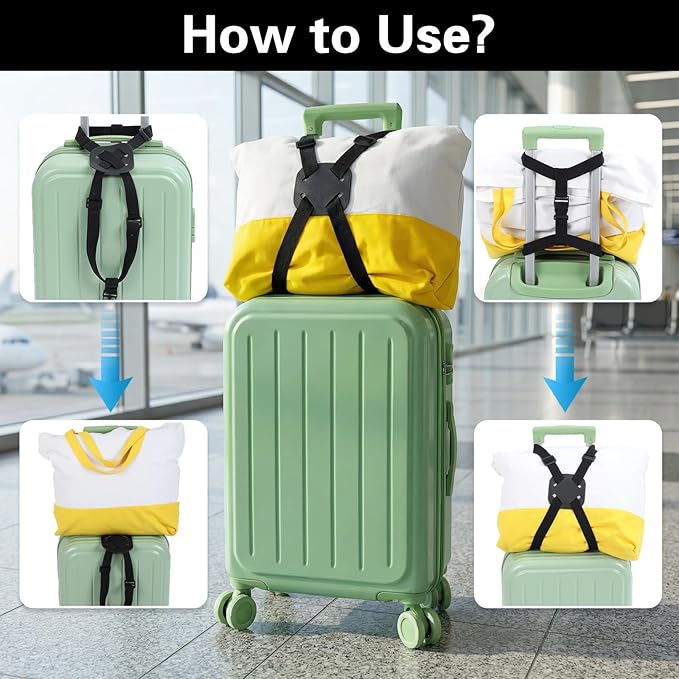 2 Pack Luggage Straps Adjustable Luggage Bungee Straps for Attaching Bags Travel Essentials High Elastic Add a Bag Suitcase Strap