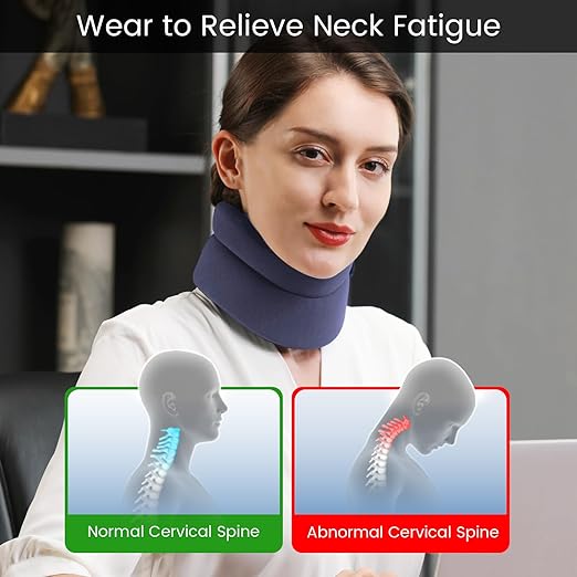 VELPEAU Neck Brace for Neck Pain and Support -Soft Cervical Collar for Sleeping in Bed, Snoozing, Sleeping Upright, Anti-Snoring, Sleep Apnea for Women & Men(Blue, Comfort Version, S: 10.5-11.5"/2.7")