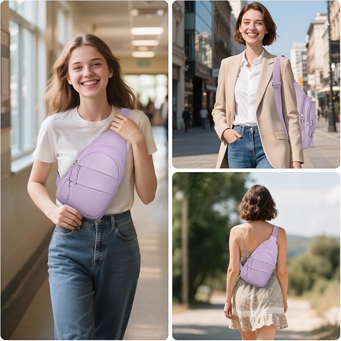 Tuwubi Crossbody Bags for Women, Sling Bag for Men, Small Hiking Backpack Anti Theft Lightweight for Outdoors Travel (M, Violet)