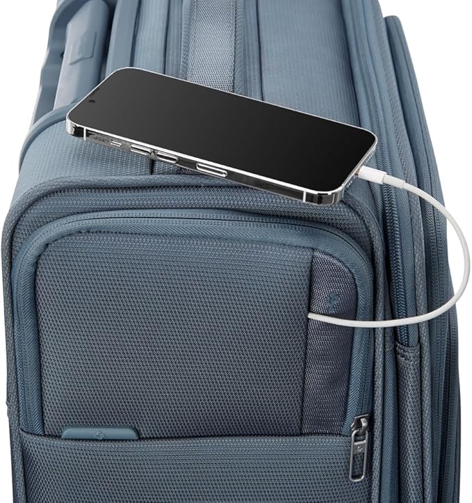 Samsonite UpLIFT Lightweight Large Checked Softside 3-Piece Luggage Set with Spinner Wheels - Expandable - Airline-Approved, Polyester Soft Suitcase for Ultra Light Travel - Elemental Blue