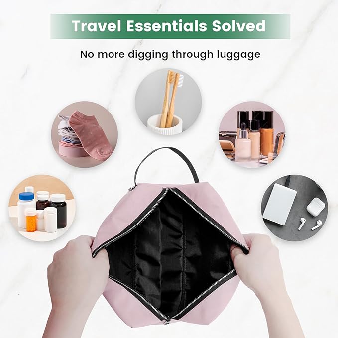 Toiletry Bag for Women - Makeup bag Small Pouch for Toiletries, Cosmetics, Accessories, Gifts, Travel Organizer - Pink