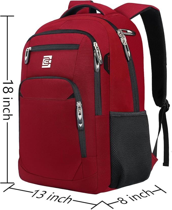 Volher Laptop Backpack,Business Travel Anti Theft Slim Durable Laptops Backpack,Water Resistant College Computer Bag for Women & Men Fits 15.6 Inch Laptop and Notebook-Red